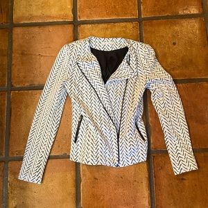 EUC 41 Hawthorn Knit Black and White Motorcycle Jacket, size XS